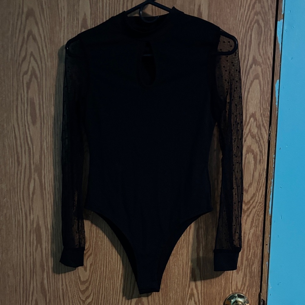 Black Sheer Sleeve Bodysuit